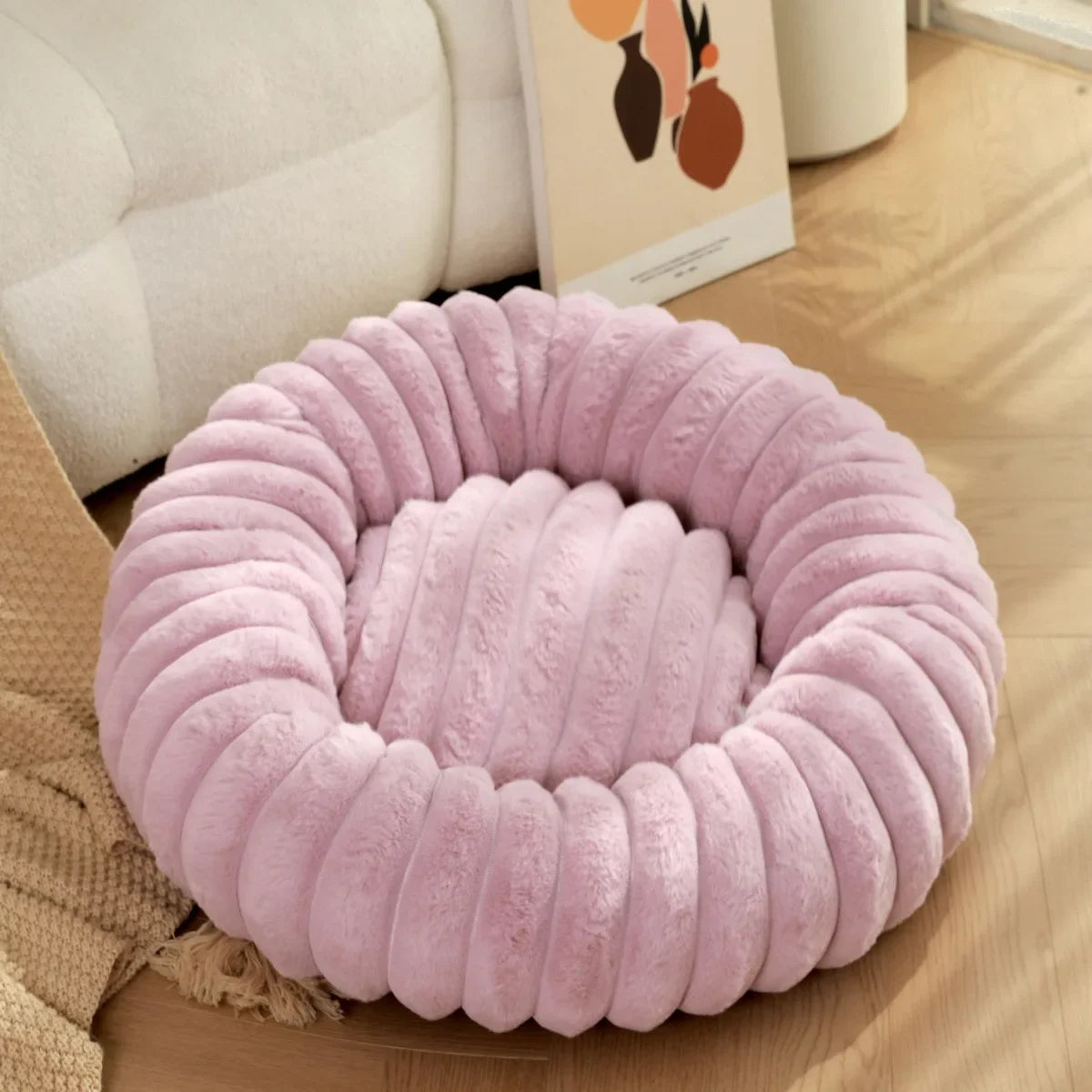 Round Plush Dog Bed
