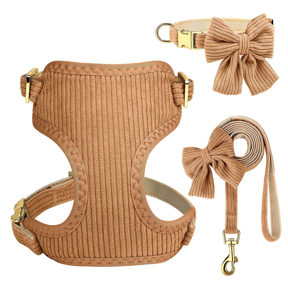 Velvet Dog Harness Set