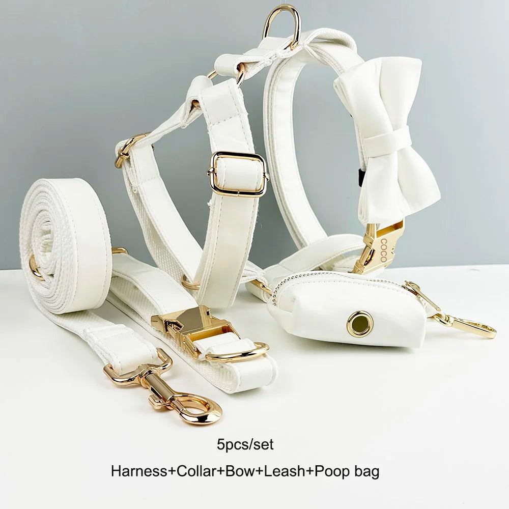 White Leather Dog Set