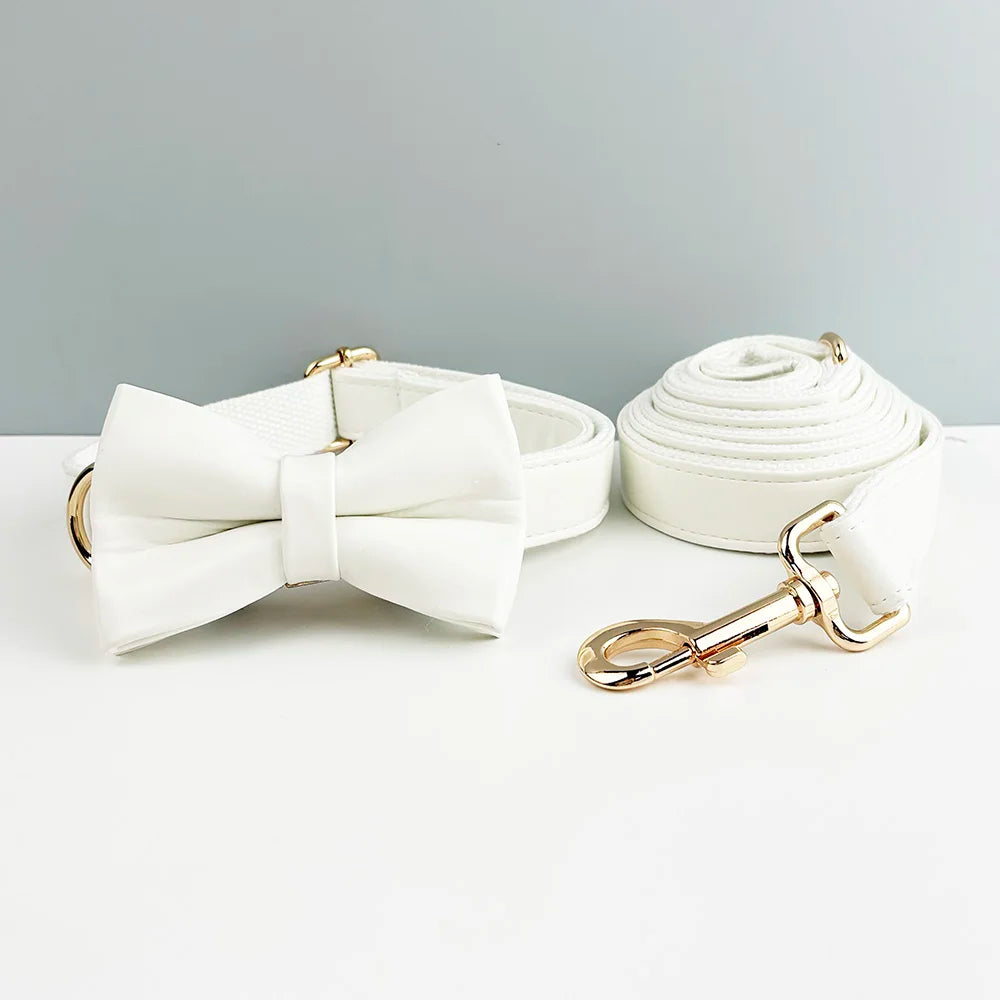 White Leather Dog Set