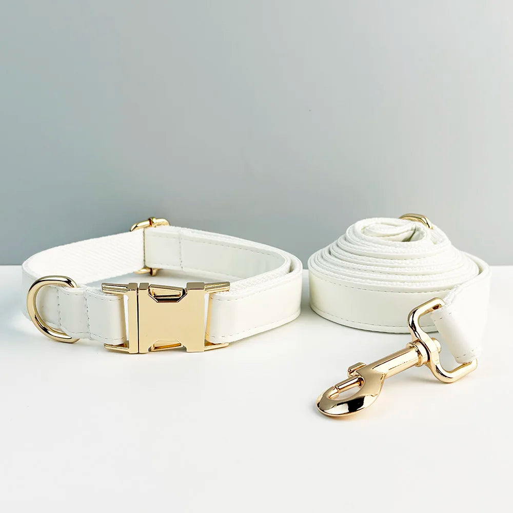 White Leather Dog Set