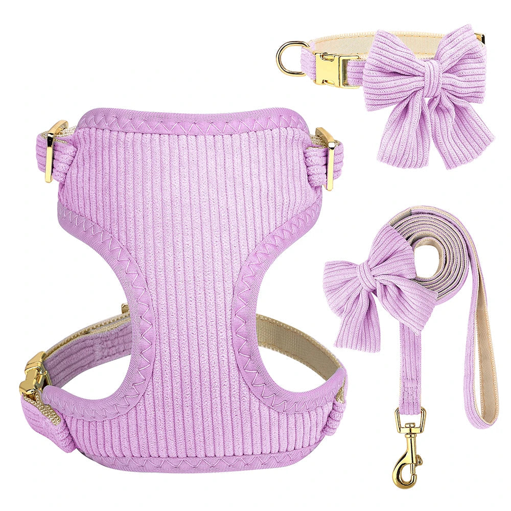 Velvet Dog Harness Set