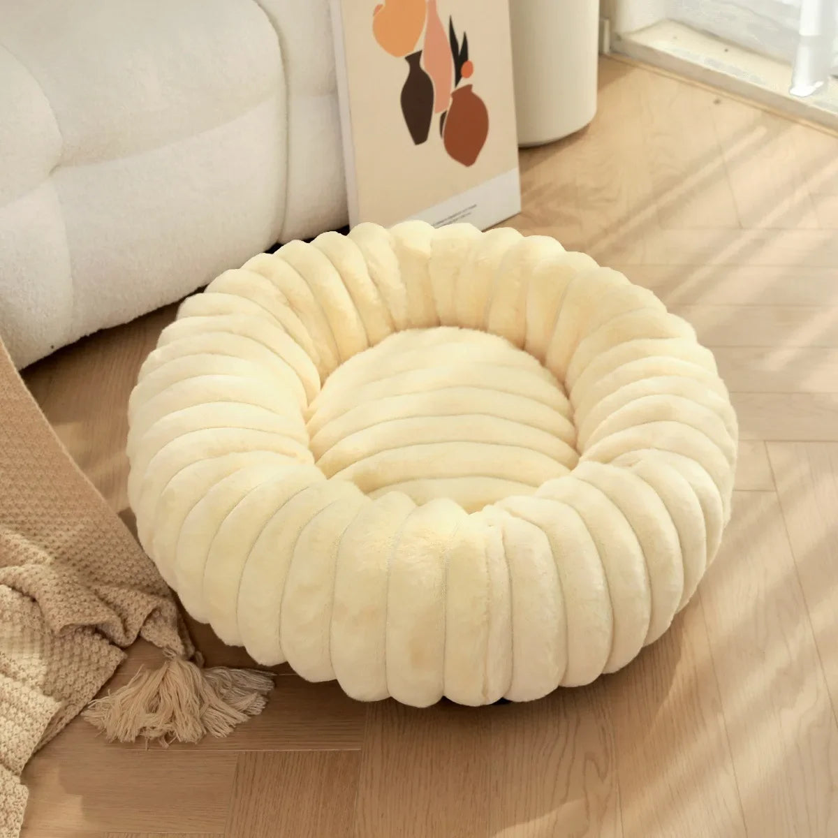 Round Plush Dog Bed