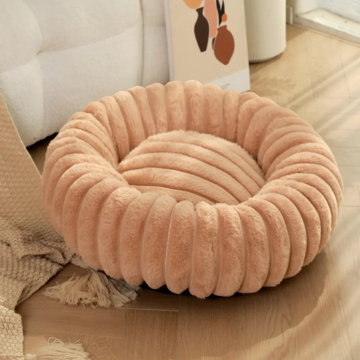 Round Plush Dog Bed