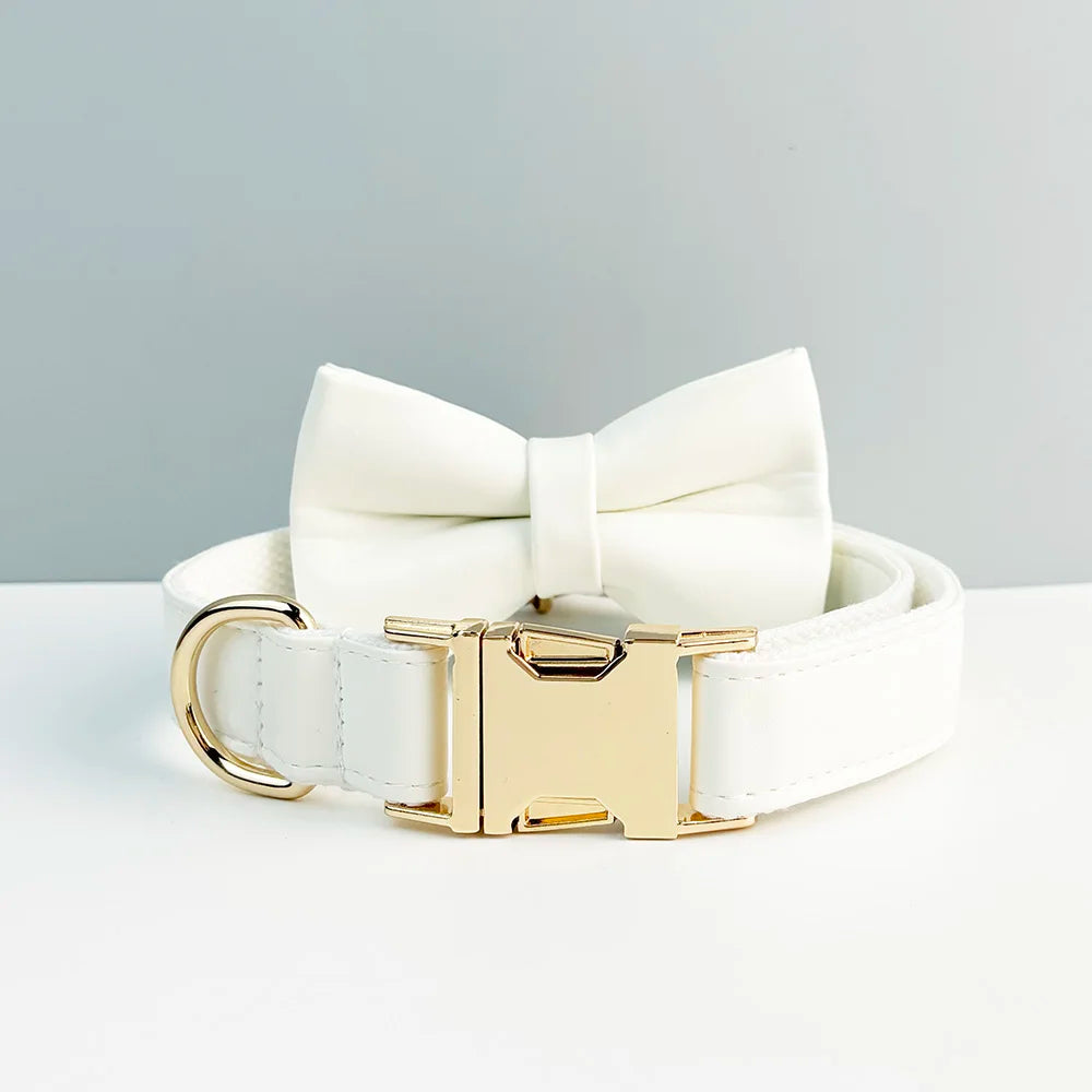 White Leather Dog Set