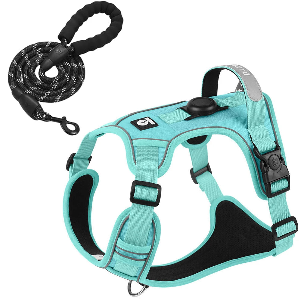 Tactical Dog Harness with Airtag Holder and Leash Set