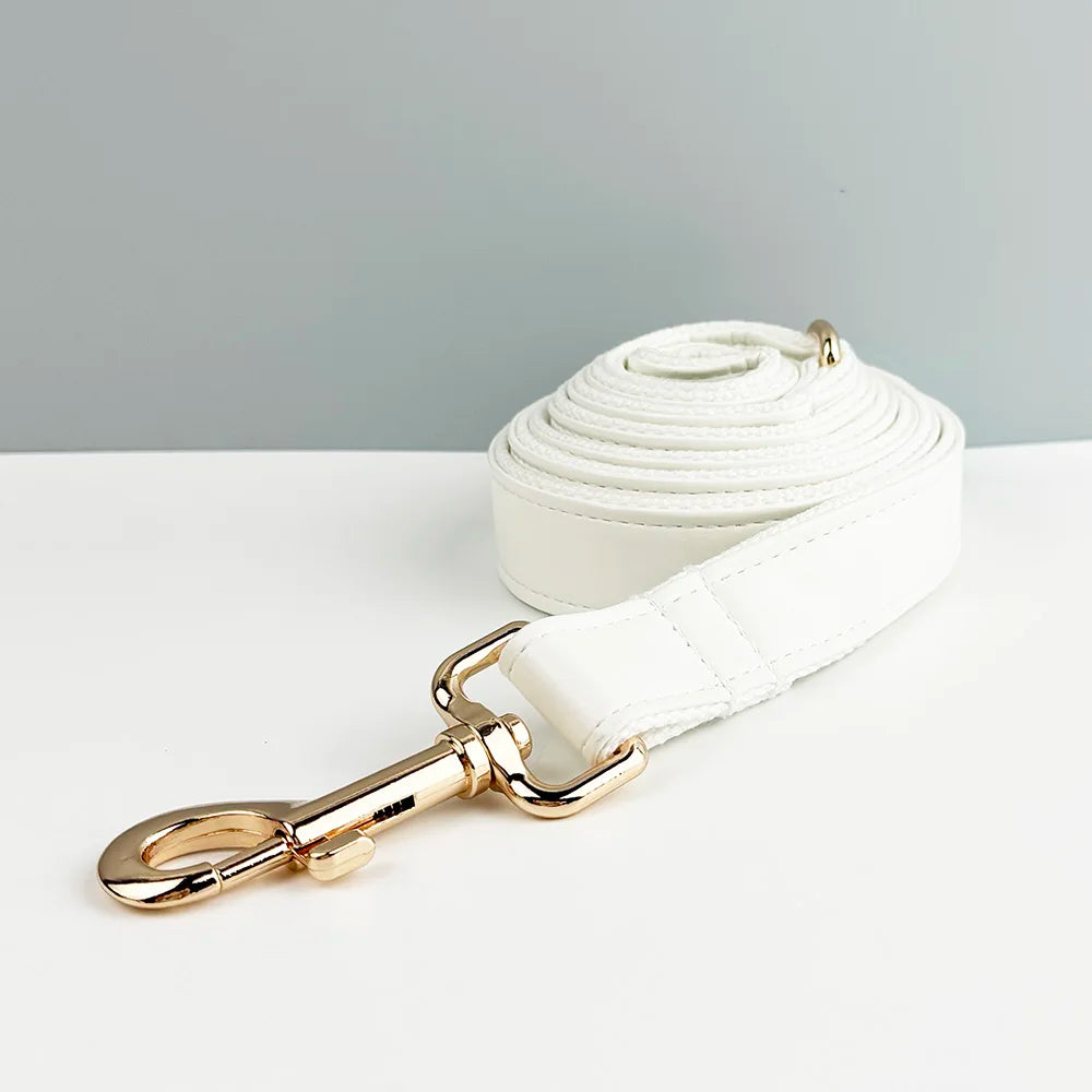 White Leather Dog Set