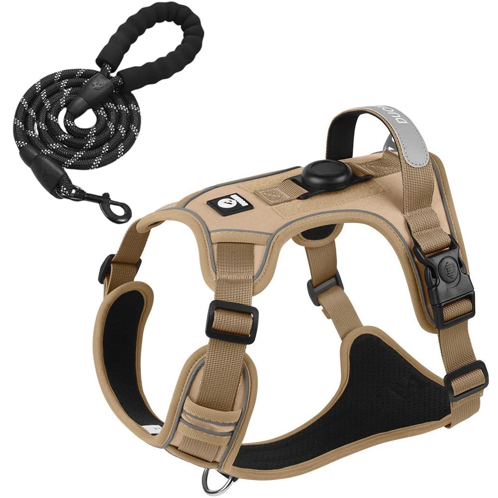 Tactical Dog Harness with Airtag Holder and Leash Set