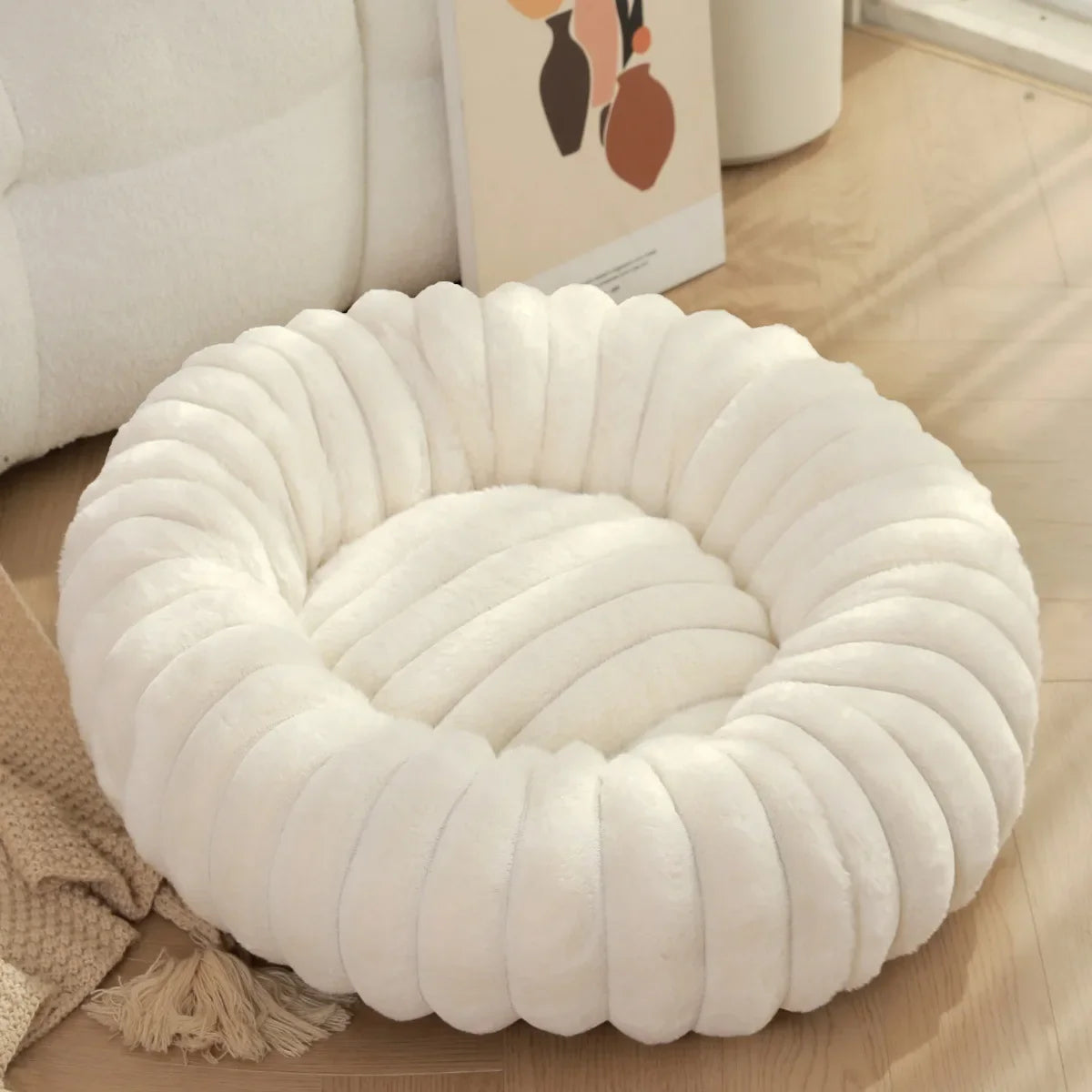 Round Plush Dog Bed